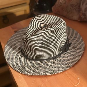 Free people woven/ straw packable fedora-style striped hat
